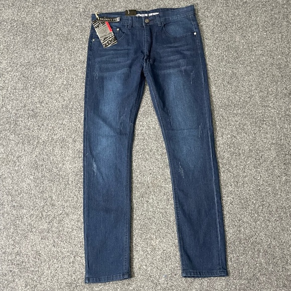 NWT Premium Denim Men's Light Washed Skinny FitJeans Sz 34/32 - Picture 4 of 13